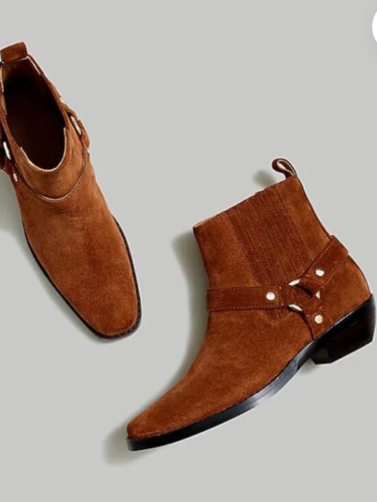 Madewell Shoes - Madewell the Santiago western ankle boots moto boot suede dried maple NWT 5.5 M